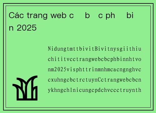 Các trang web cờ bạc phổ biến 2025