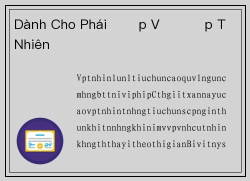 Dành Cho Phái Đẹp Vẻ Đẹp Tự Nhiên