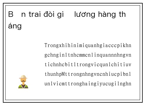 Bạn trai đòi giữ lương hàng tháng