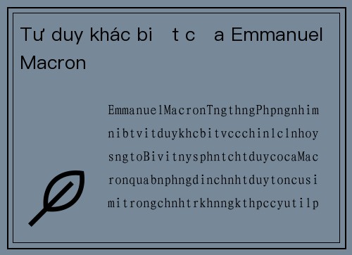 Tư duy khác biệt của Emmanuel Macron